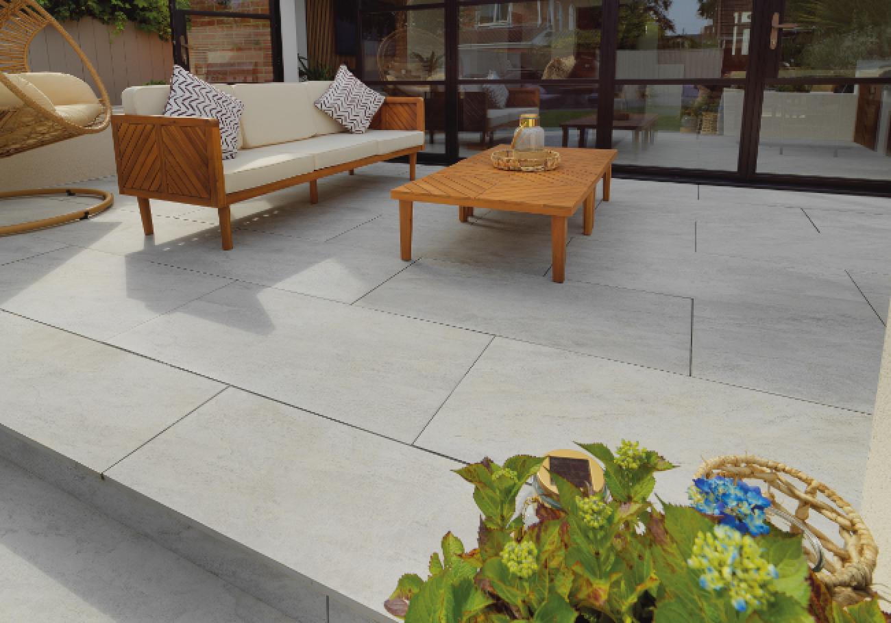 Pavestone Dolomite White Porcelain Paving Slabs 1000x500mm