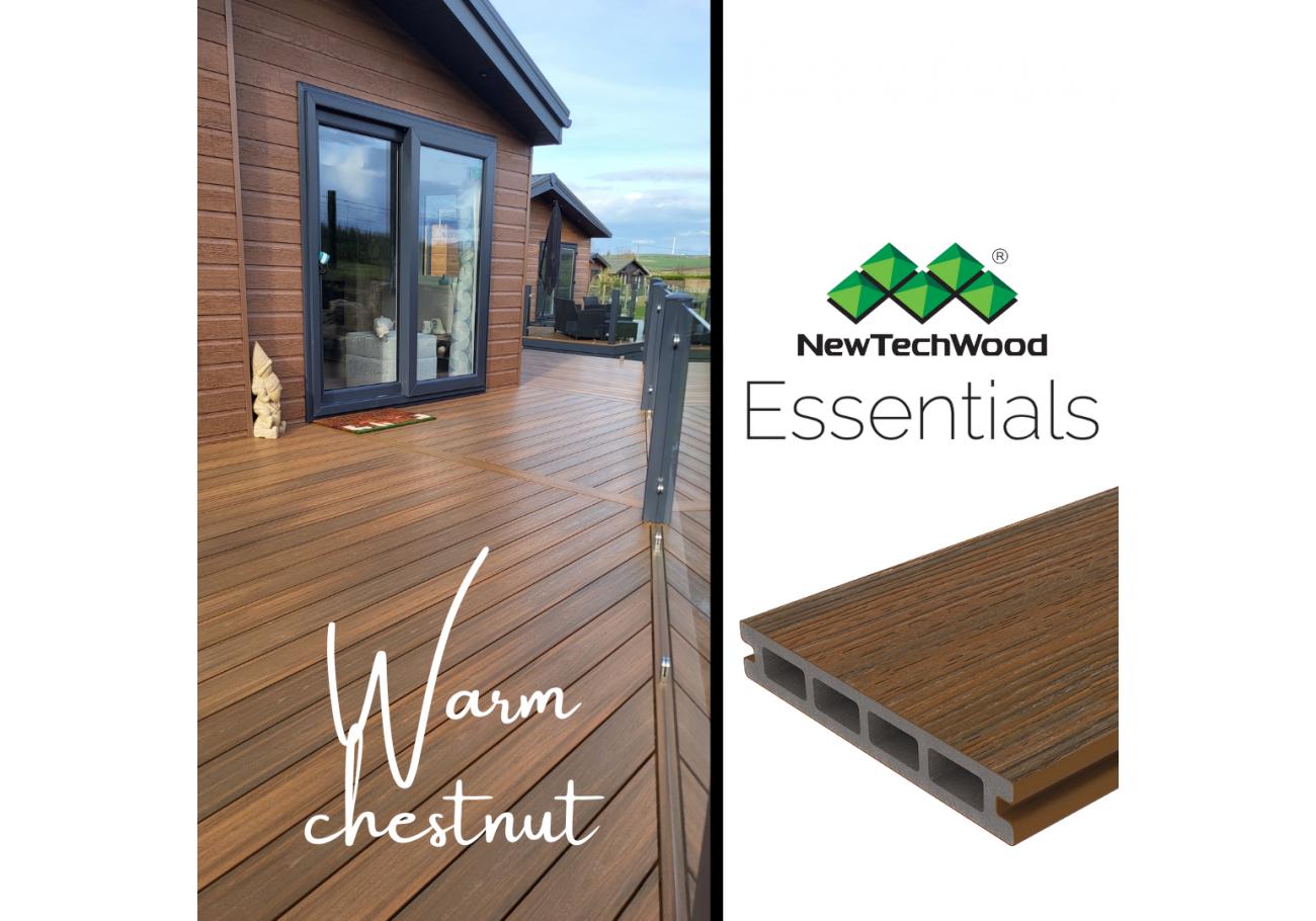 NewTechWood UltraShield Essentials Composite Decking Boards Warm Chestnut