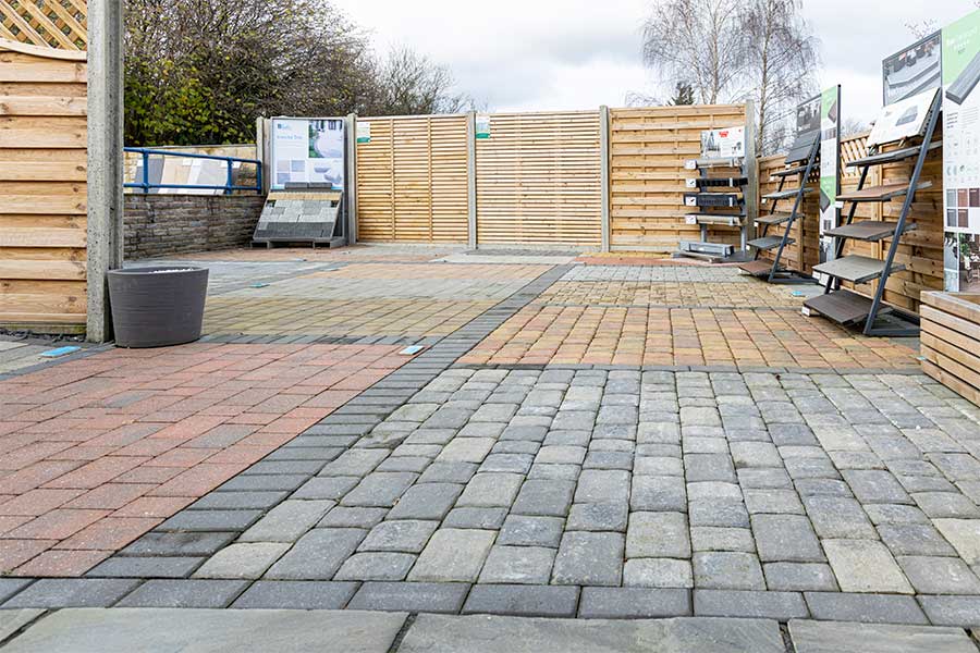 Block paving and cobbles in a variety of styles installed in the display garden at the AWBS branch in Oxford