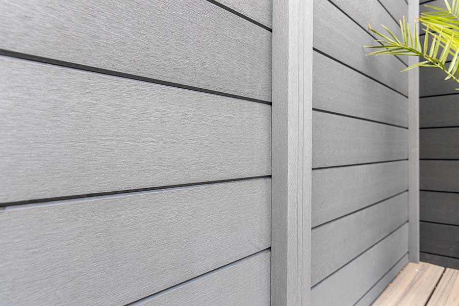 Realistic wood grain finish of the Trex Arborfence composite fencing panels