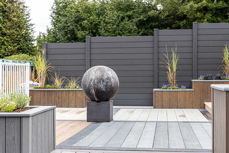 Trex Arborfence composite fencing panels on display at AWBS Oxford