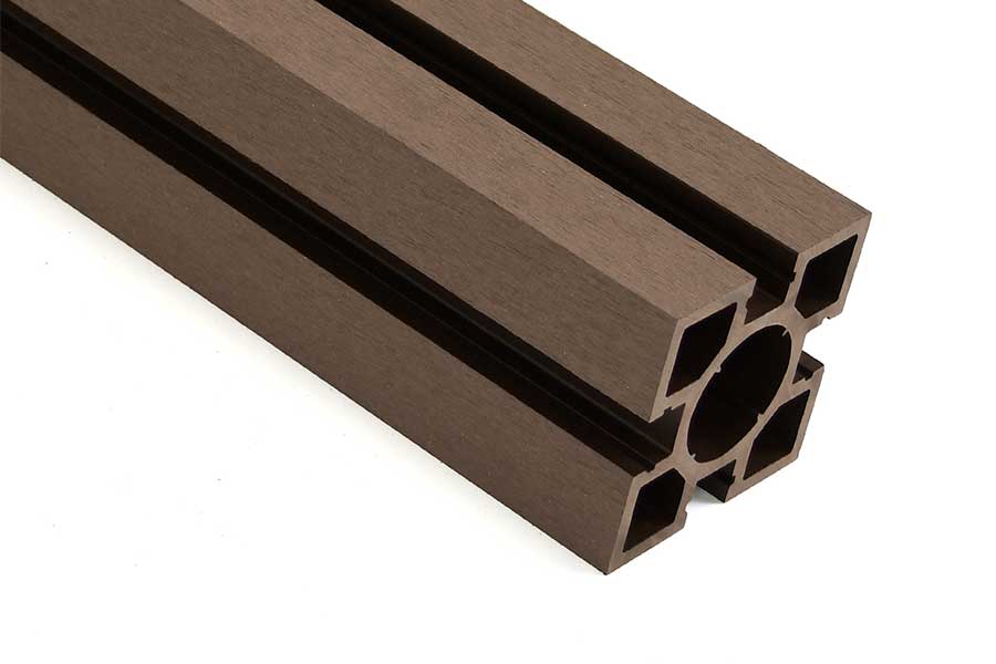 Trex Arborfence slotted composite fencing post in brown colour