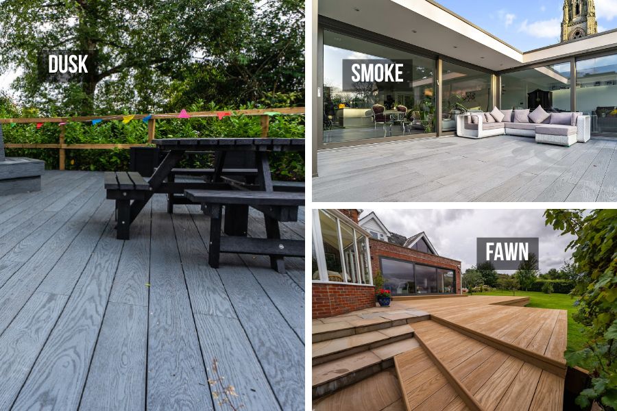Images of garden decks created with Composite Prime Redux composite decking