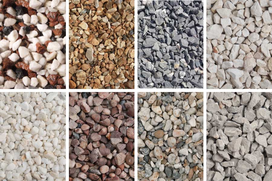 A selection of decorative gravel for paths and driveways available from AWBS