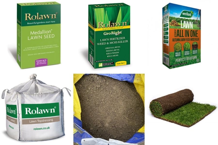 A range of lawn care products and Rolawn turf available from AWBS in Oxford and Swindon