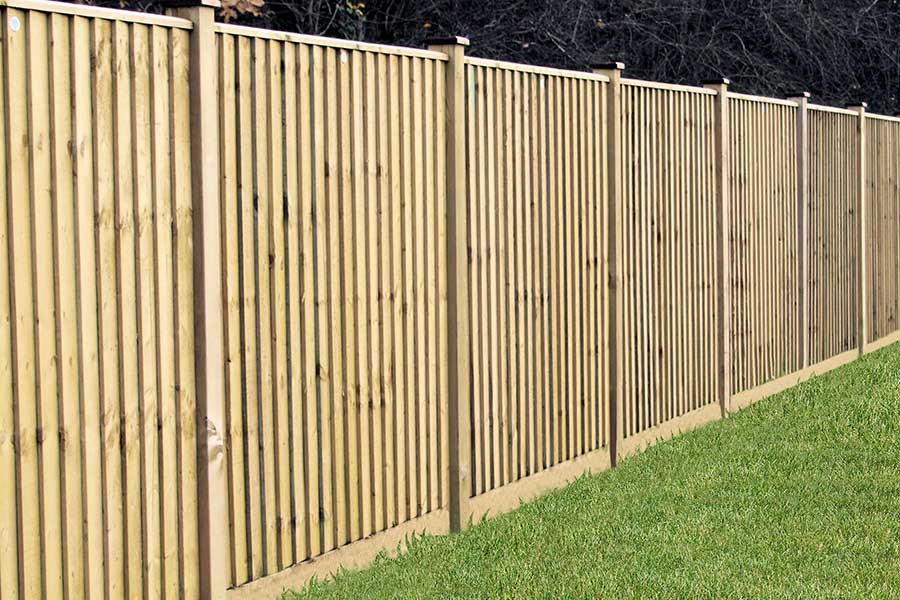 New fence constructed using a complete closed board fence kit