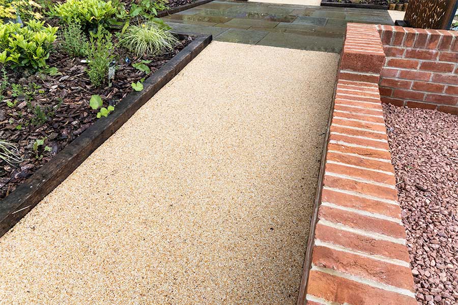 Addagrip resin bound gravel path linking areas of the feature garden at Oxford Garden Centre