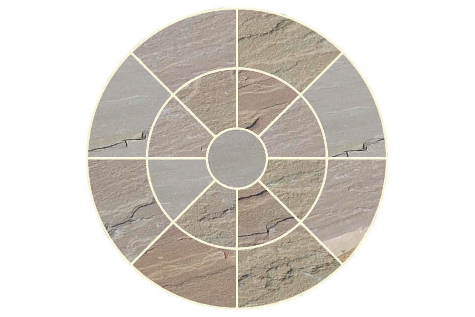 Global Stone York Green patio circle kit in Indian sandstone