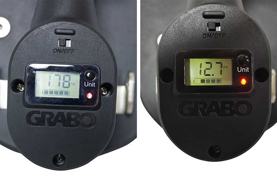Grabo electronic Pro digital displays for weight and suction pressure