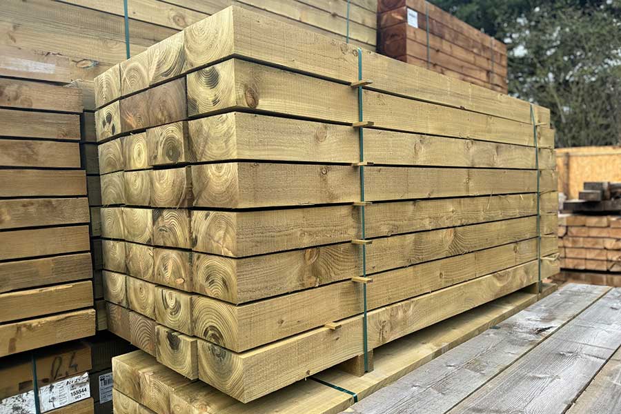 New wooden sleepers on sale at AWBS Building and Landscaping Supplies in Oxford