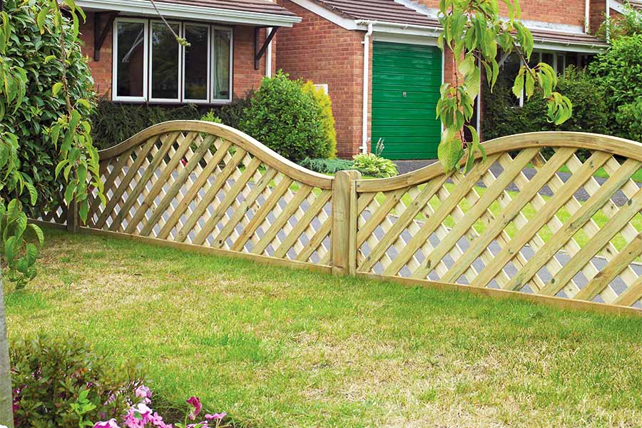 Garden boundary defined with attractive low trellis fence panels
