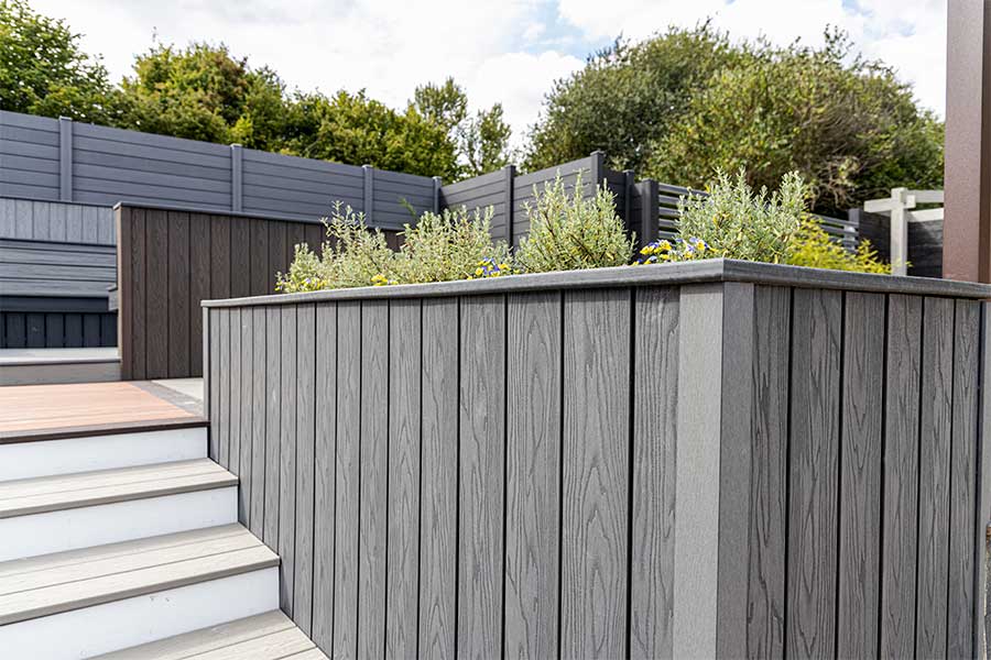 ArborClad composite wood wall cladding used to make raised planters at AWBS in Oxford